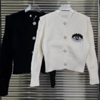 evil eye cardigan knitted black or Ivory - Thumbnail 3