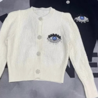 evil eye cardigan knitted black or Ivory - Thumbnail 4