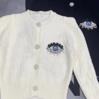 evil eye cardigan knitted black or Ivory - Thumbnail 5
