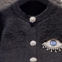 evil eye cardigan knitted black or Ivory - Thumbnail 7