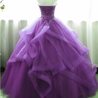 Purple Ball Gown Organza And Tulle Sweet 16 Dress With Lace Appique, Purple Formal Gown,999 - Thumbnail 1