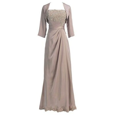 Sheath strapless long champagne mother of the bride dress,1003