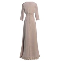 Sheath Strapless Long Champagne Mother of The Bride Dress,1003 - Thumbnail 1