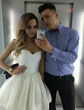 Sexy Short White Homecoming Dresses Party Gowns for Junior,1007