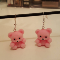 flocked fuzzy bear earrings! - Thumbnail 1