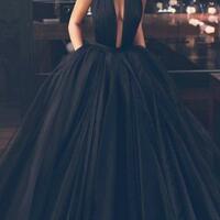 Black Sexy Plunge Wedding Dress Wedding Bridal Gowns,1008 - Thumbnail 1