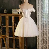 Vintage Homecoming Dresses Off the Shoulder Short Graduation Dress,1716 - Thumbnail 1