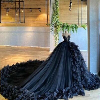 Vintage Mermaid Straps Black Prom Dresses