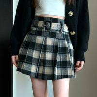 Stunning England Check Rave Sexy Low Waist Buckle Belt Pleated Mini Wool Skirt Dress Ootdstyle Amazing - Thumbnail 4