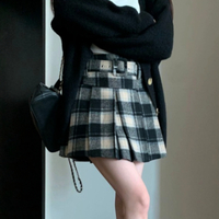 Stunning England Check Rave Sexy Low Waist Buckle Belt Pleated Mini Wool Skirt Dress Ootdstyle Amazing - Thumbnail 6