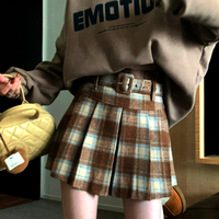 Stunning England Check Rave Sexy Low Waist Buckle Belt Pleated Mini Wool Skirt Dress Ootdstyle Amazing - Thumbnail 7