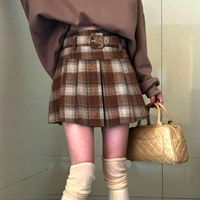 Stunning England Check Rave Sexy Low Waist Buckle Belt Pleated Mini Wool Skirt Dress Ootdstyle Amazing - Thumbnail 9