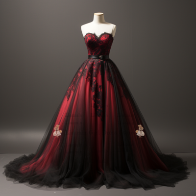 Wine red and black lace applique tulle sweetheart ball gown floor length evening formal party prom dress hand made custom w2-5.8