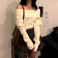 Stunning Punk Rave Off Shoulder Flare Sleeves Oversize Sweater Pullover Tops Ootdstyle  Amazing - Thumbnail 4