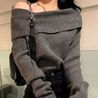 Stunning Punk Rave Off Shoulder Flare Sleeves Oversize Sweater Pullover Tops Ootdstyle  Amazing - Thumbnail 9