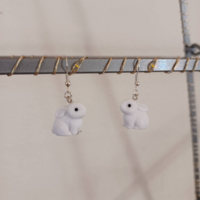 mini white rabbit earrings! - Thumbnail 1
