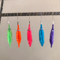 fuzzy mini worm on a string earrings! - Thumbnail 1