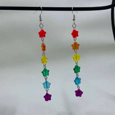 Rainbow star or heart chain earrings!