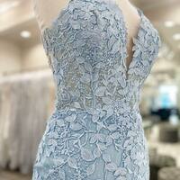 Light Blue Floral Appliques Bodycon Mini Homecoming Dress，1717 - Thumbnail 1