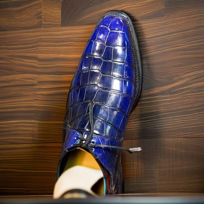 New handmade pure leather alligator embossed dress shoes for men