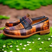 New Handmade Pure Leather Alligator Embossed Moccasin Loafer Shoes For Men - Thumbnail 2