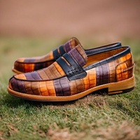 New Handmade Pure Leather Alligator Embossed Moccasin Loafer Shoes For Men - Thumbnail 5