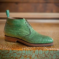 New Handmade Pure Leather Alligator Embossed Chukka Boots For Men - Thumbnail 1
