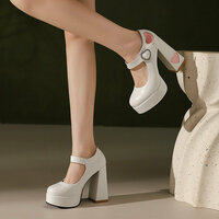 Heart-stitched one-strap Mary Jane high heels - 2 colors - Thumbnail 2