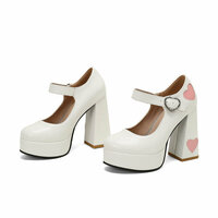 Heart-stitched one-strap Mary Jane high heels - 2 colors - Thumbnail 6