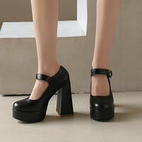 Heart-stitched one-strap Mary Jane high heels - 2 colors - Thumbnail 4