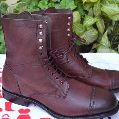 Crafted leather genuine leather high ankle men lace up dress boots - Thumbnail 3