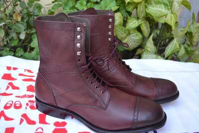 Crafted Leather Genuine Leather High Ankle Men Lace up Dress Boots