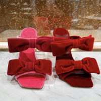 Valentines Day Bow Velvet mules - Thumbnail 1
