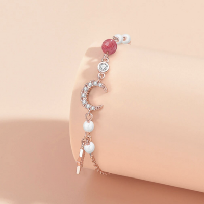 Dainty valentines day rose gold clad charm bracelet 