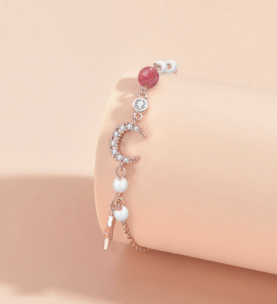 dainty Valentines day rose gold clad charm bracelet 