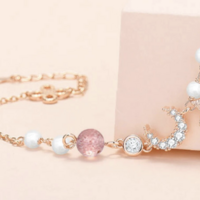 dainty Valentines day rose gold clad charm bracelet  - Thumbnail 1
