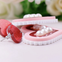 heart beaded valentines day resin earrings  - Thumbnail 2