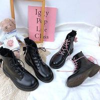 Bow Lace Up Combat Boots - Thumbnail 2