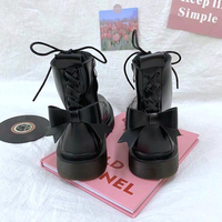 Bow Lace Up Combat Boots - Thumbnail 4