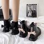 Bow Lace Up Combat Boots-1