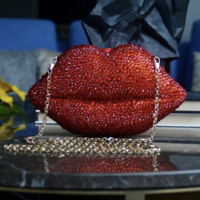 Valentines Day Lips Clutch bag with chain strap  - Thumbnail 2