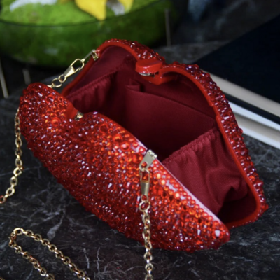 Valentines day lips clutch bag with chain strap 