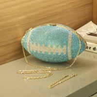  football crystal clutch bag with chain  - Thumbnail 1