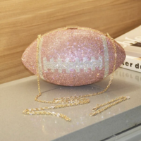  football crystal clutch bag with chain  - Thumbnail 3
