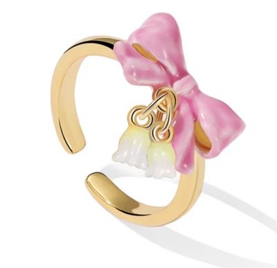 Cute Valentines Day Bow ring adjustable 18k clad