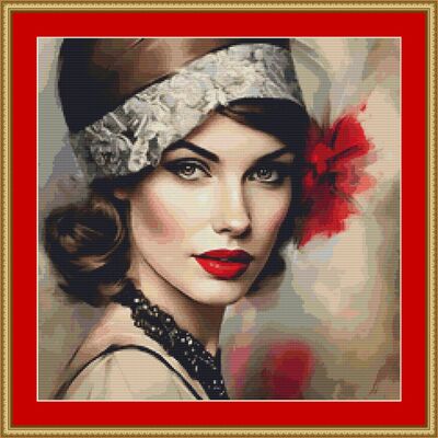 Red lipstick cross stitch pattern