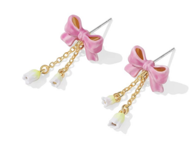 Bow Earrings 18 k clad cute Valentines Day 