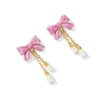 Bow Earrings 18 k clad cute Valentines Day  - Thumbnail 1