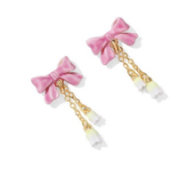 Bow Earrings 18 k clad cute Valentines Day  - Thumbnail 2