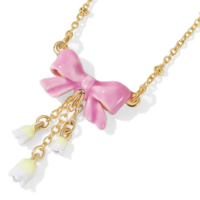 Pink Valentines Day Bow Necklace 18 K clad - Thumbnail 1